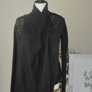 smokey grey studded sweater cardigan